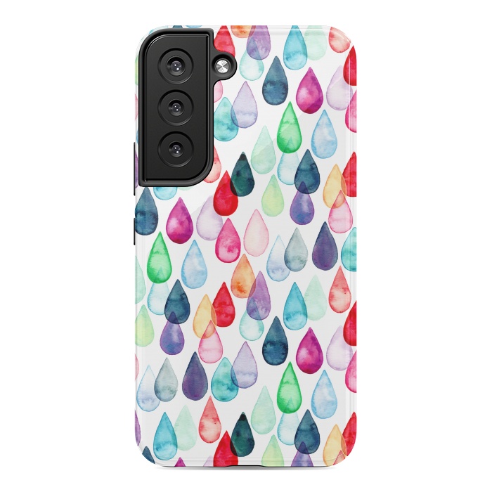 Galaxy S22 StrongFit Watercolour Rainbow Drops by Tangerine-Tane