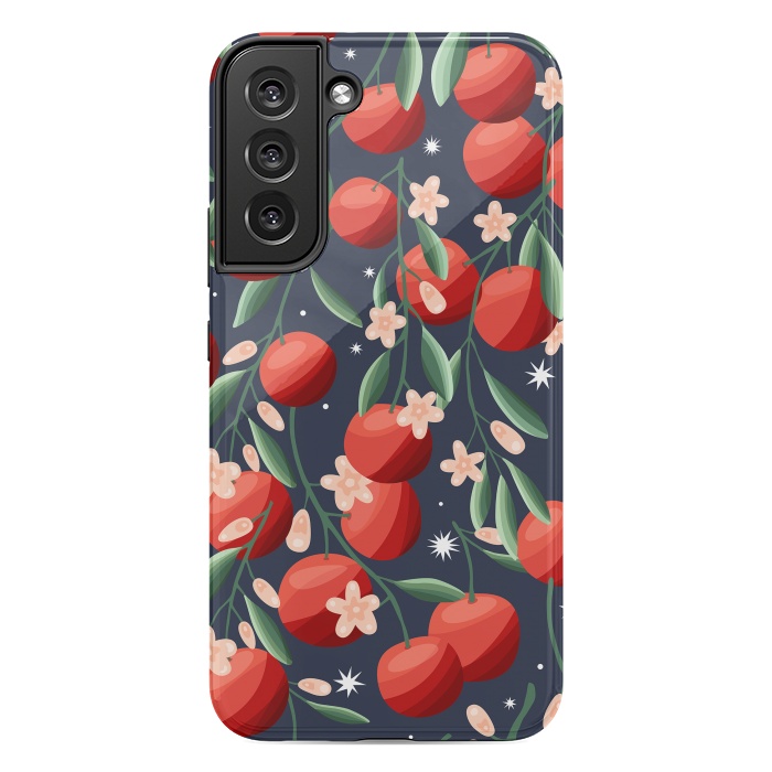 Galaxy S22 plus StrongFit Oranges pattern, on dark blue by Jelena Obradovic