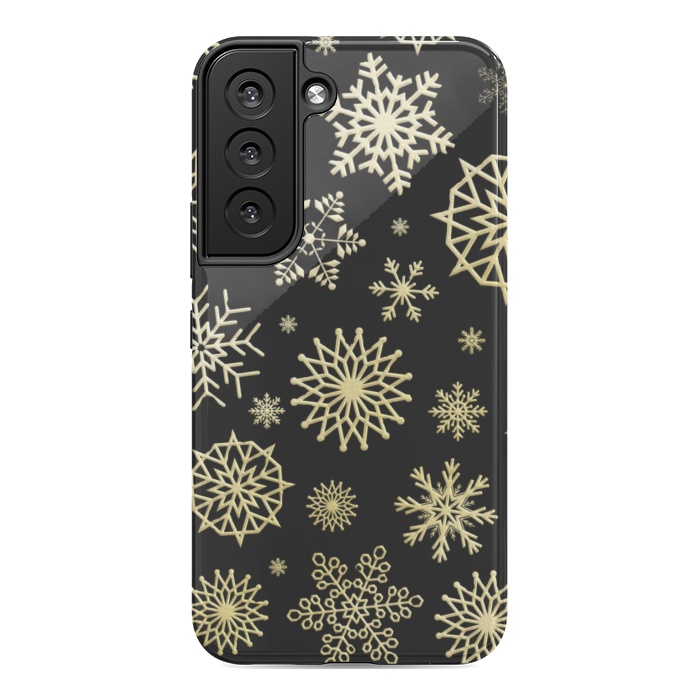 Galaxy S22 StrongFit black gold snowflakes by haroulita