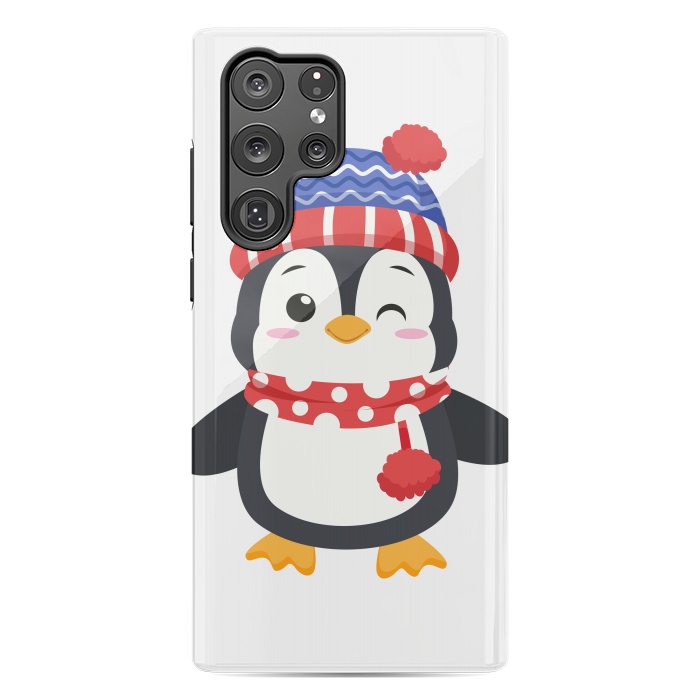 Galaxy S22 Ultra StrongFit adorable penguin with winter clothes by haroulita