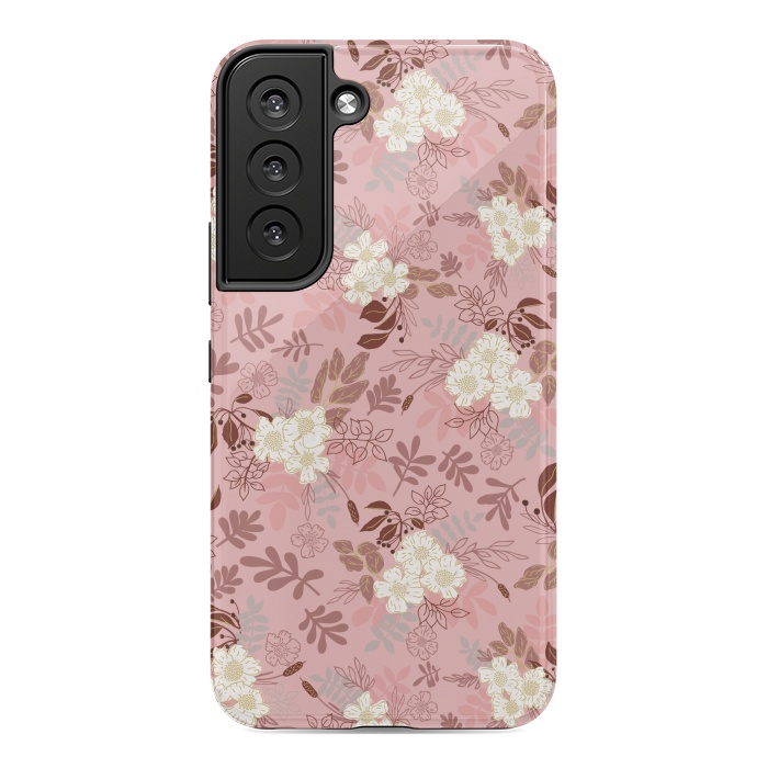 Galaxy S22 StrongFit Autumnal Florals in Pink and White by Paula Ohreen