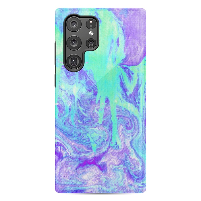Galaxy S22 Ultra StrongFit Melting Marble in Mint & Purple by Tangerine-Tane