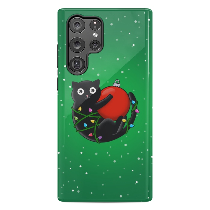 Galaxy S22 Ultra StrongFit Cat and christmas by Coffee Man
