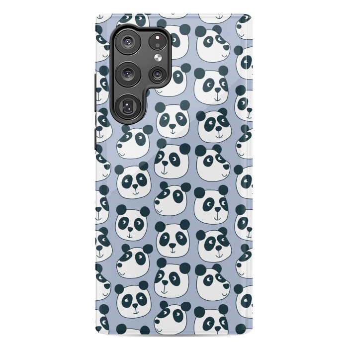 Galaxy S22 Ultra StrongFit Particularly Pleasant Panda Bears on Blue by Nic Squirrell