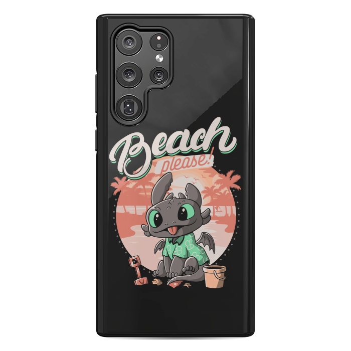 Galaxy S22 Ultra StrongFit Summer Dragon Funny Beach Please by eduely