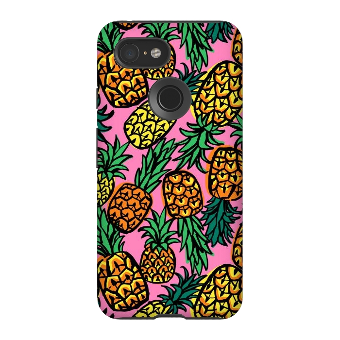 Pixel 3 StrongFit Tropical Pineapples by Laura Grant