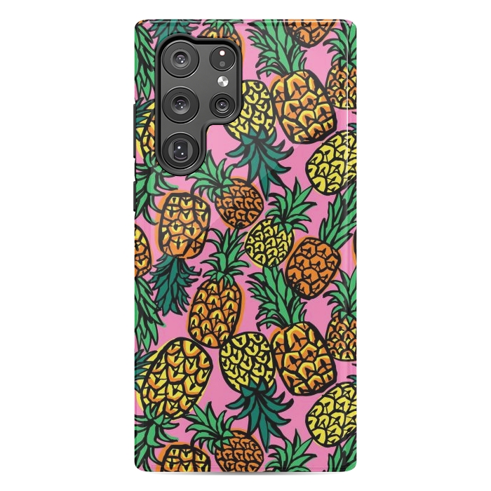 Galaxy S22 Ultra StrongFit Tropical Pineapples by Laura Grant