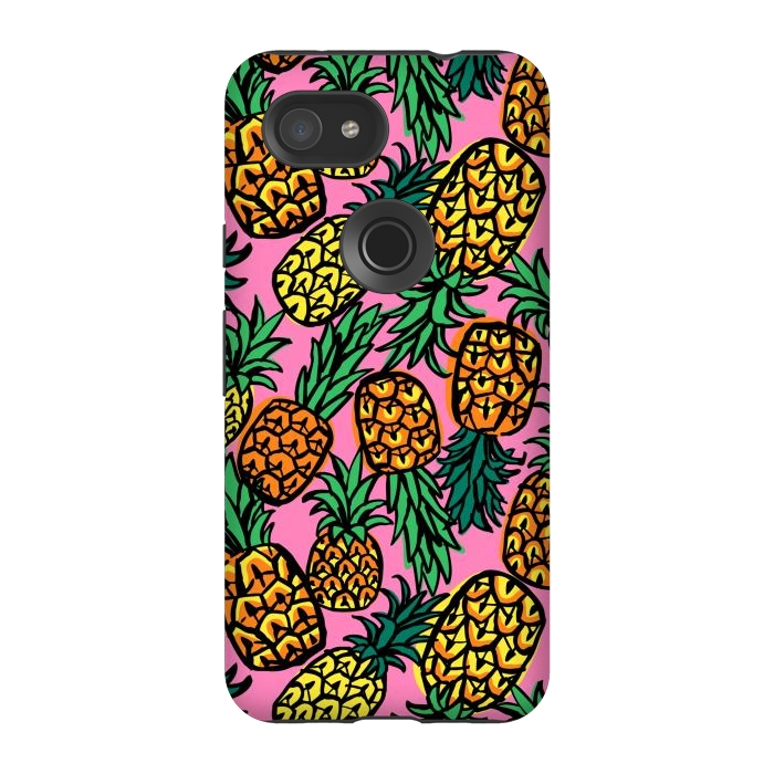 Pixel 3A StrongFit Tropical Pineapples by Laura Grant