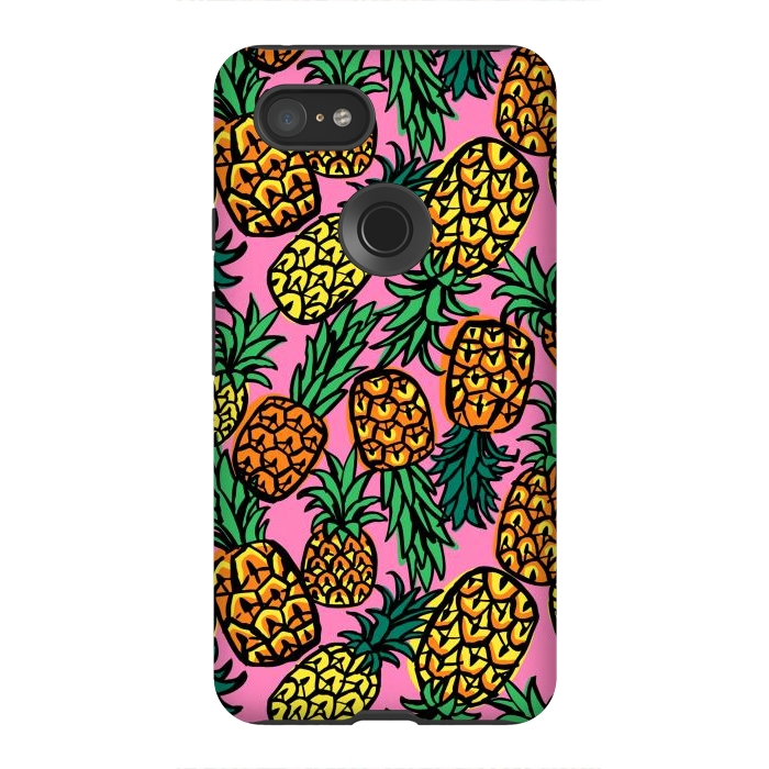 Pixel 3XL StrongFit Tropical Pineapples by Laura Grant