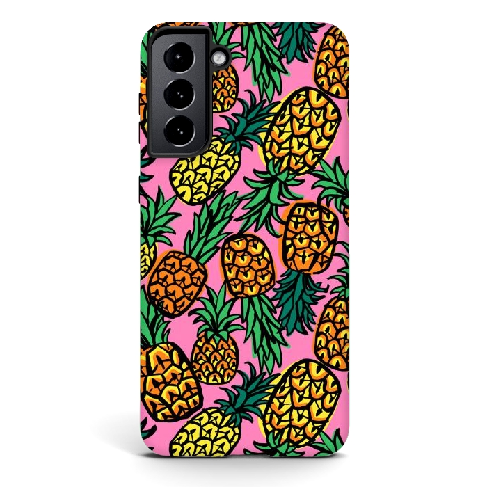 Galaxy S21 plus StrongFit Tropical Pineapples by Laura Grant