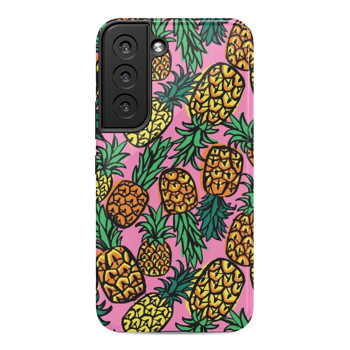 Galaxy S22 StrongFit Tropical Pineapples by Laura Grant
