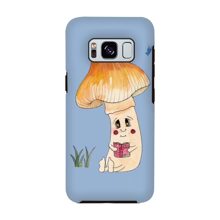Galaxy S8 StrongFit Cute Watercolor Mushroom Reading 3 by ECMazur 