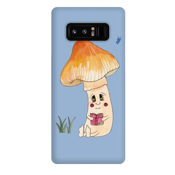 Galaxy Note 8 StrongFit Cute Watercolor Mushroom Reading 3 by ECMazur 