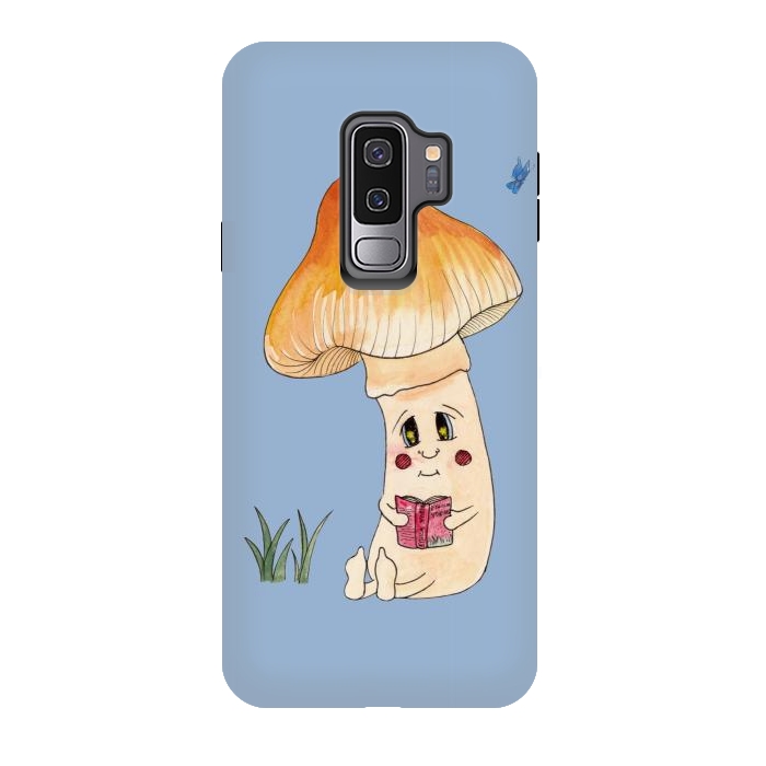 Galaxy S9 plus StrongFit Cute Watercolor Mushroom Reading 3 by ECMazur 