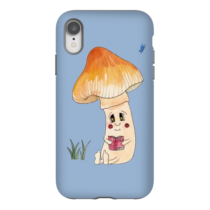 iPhone Xr StrongFit Cute Watercolor Mushroom Reading 3 by ECMazur 