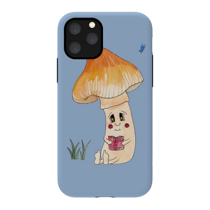 iPhone 11 Pro StrongFit Cute Watercolor Mushroom Reading 3 by ECMazur 