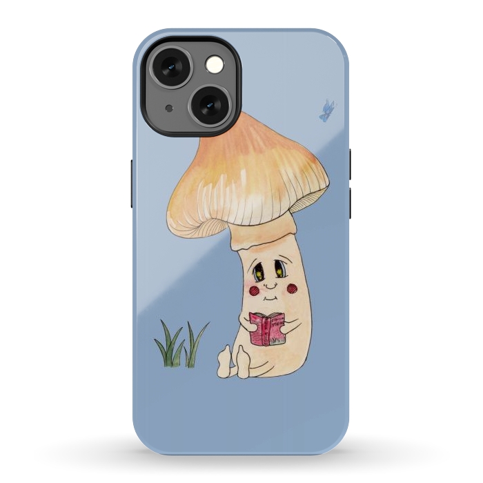 iPhone 13 StrongFit Cute Watercolor Mushroom Reading 3 by ECMazur 