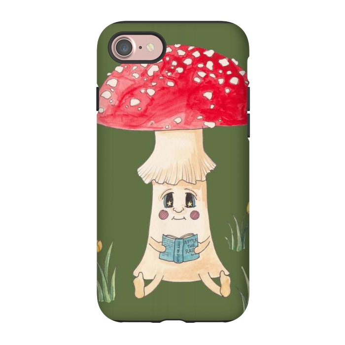 iPhone 7 StrongFit Cute Watercolor Mushroom Reading 1 by ECMazur 