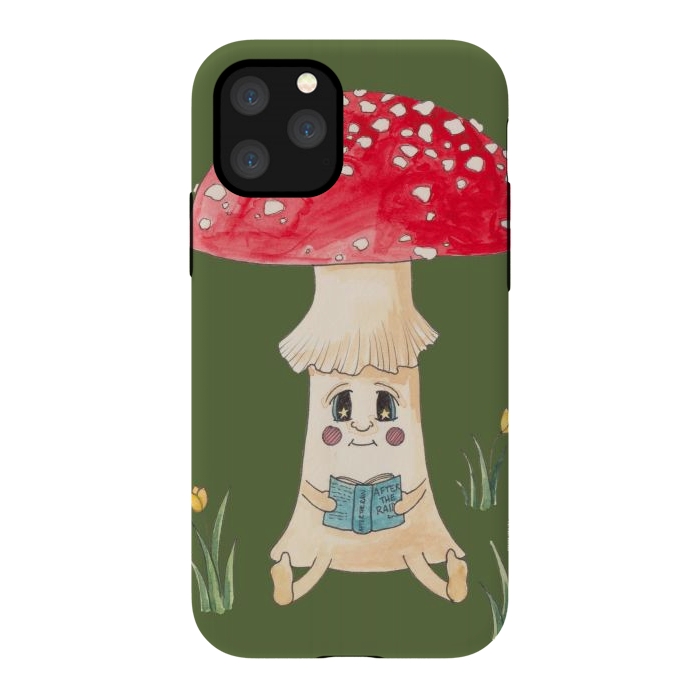 iPhone 11 Pro StrongFit Cute Watercolor Mushroom Reading 1 by ECMazur 