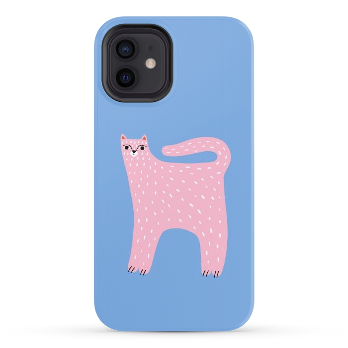 iPhone 12 StrongFit Pink Cat by Sam Pernoski