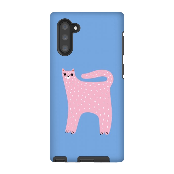 Galaxy Note 10 StrongFit Pink Cat by Sam Pernoski