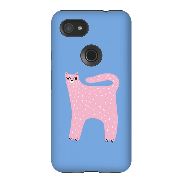 Pixel 3AXL StrongFit Pink Cat by Sam Pernoski