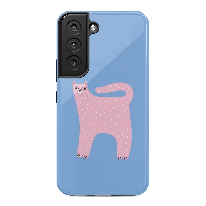 Galaxy S22 StrongFit Pink Cat by Sam Pernoski