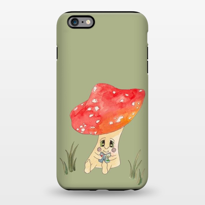 iPhone 6/6s plus StrongFit Cute Watercolour Mushroom Reading 4 by ECMazur 