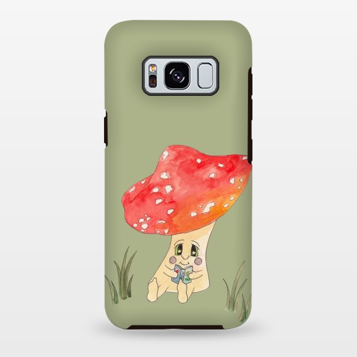 Galaxy S8 plus StrongFit Cute Watercolour Mushroom Reading 4 by ECMazur 