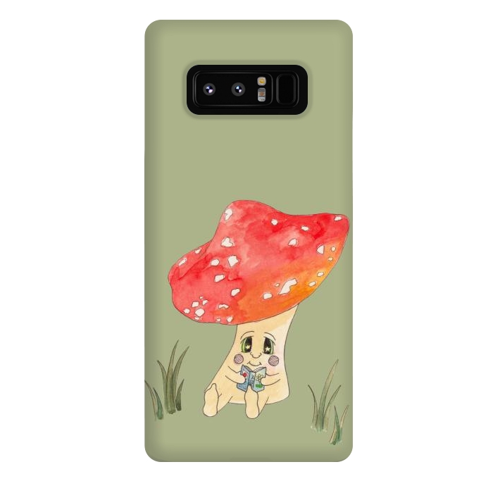 Galaxy Note 8 StrongFit Cute Watercolour Mushroom Reading 4 by ECMazur 