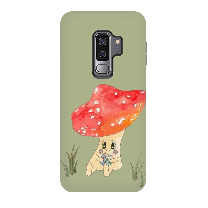 Galaxy S9 plus StrongFit Cute Watercolour Mushroom Reading 4 by ECMazur 
