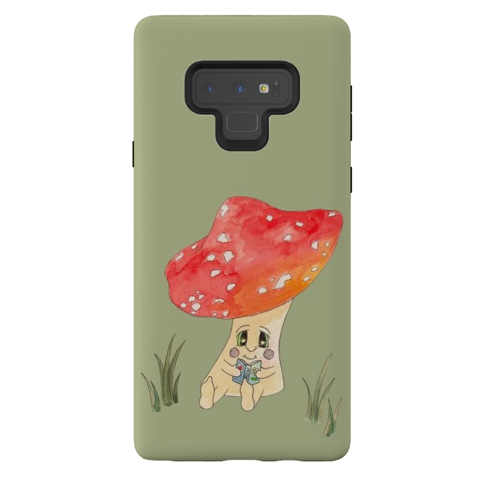 Galaxy Note 9 StrongFit Cute Watercolour Mushroom Reading 4 by ECMazur 