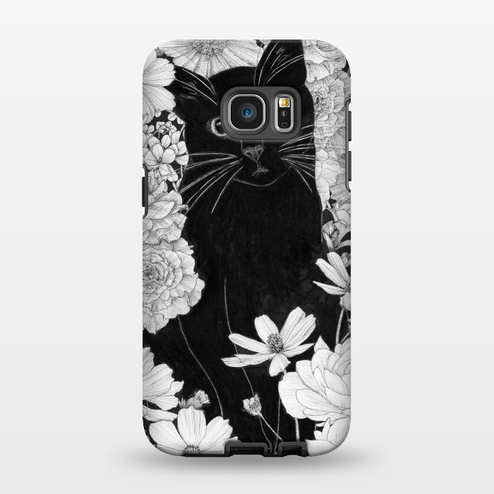 Galaxy S7 EDGE StrongFit Little Black Garden Cat by ECMazur 