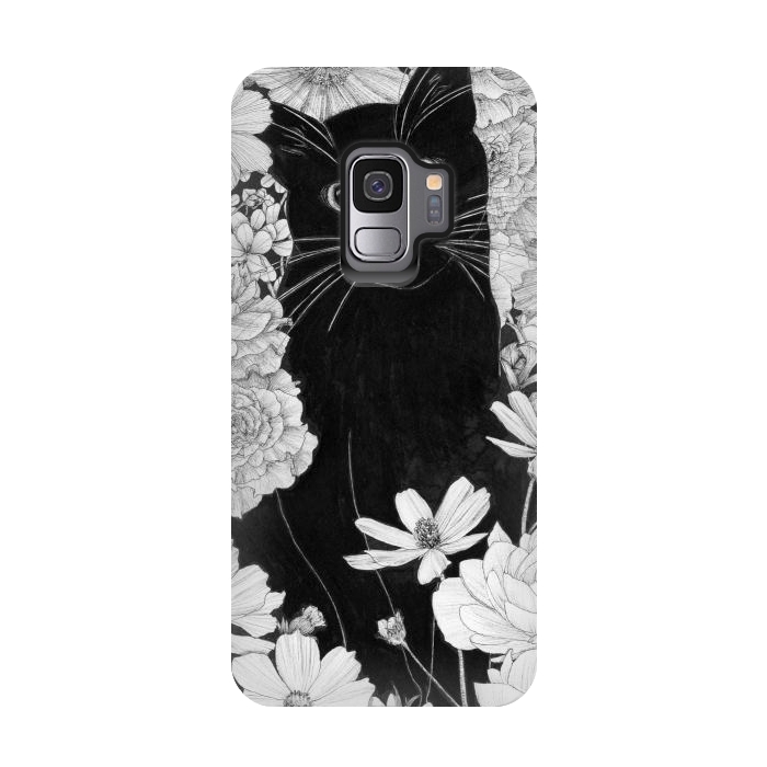 Galaxy S9 StrongFit Little Black Garden Cat by ECMazur 