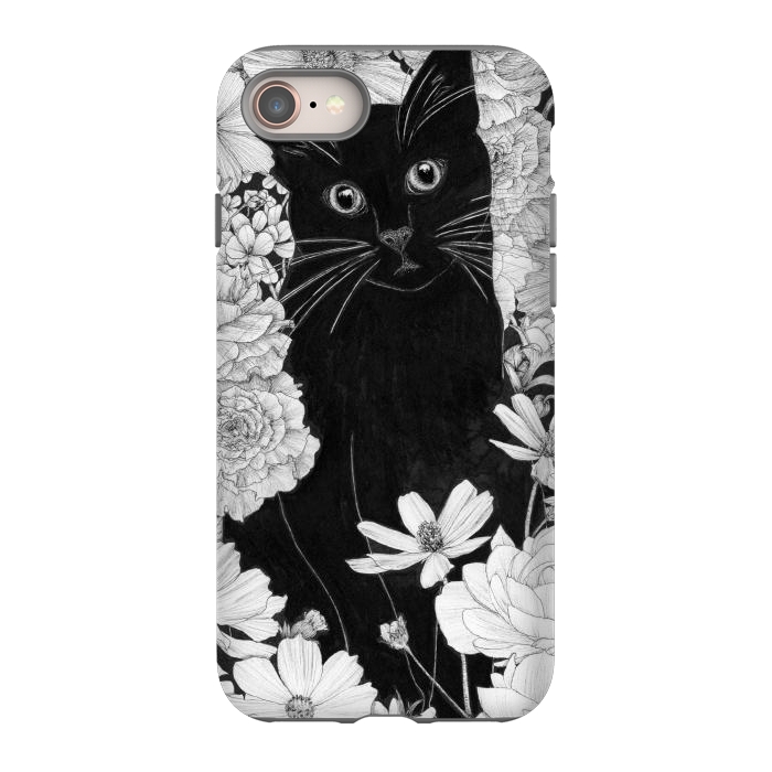 iPhone 8 StrongFit Little Black Garden Cat by ECMazur 