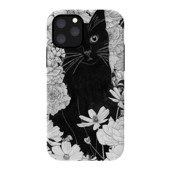 iPhone 11 Pro StrongFit Little Black Garden Cat by ECMazur 