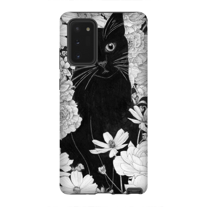Galaxy Note 20 StrongFit Little Black Garden Cat by ECMazur 