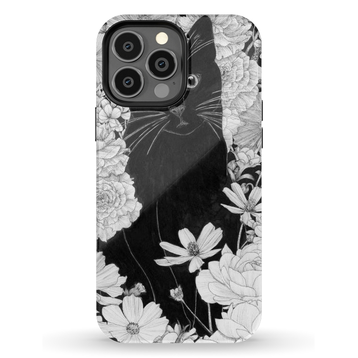 iPhone 13 Pro Max StrongFit Little Black Garden Cat by ECMazur 