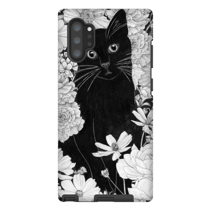 Galaxy Note 10 plus StrongFit Little Black Garden Cat by ECMazur 