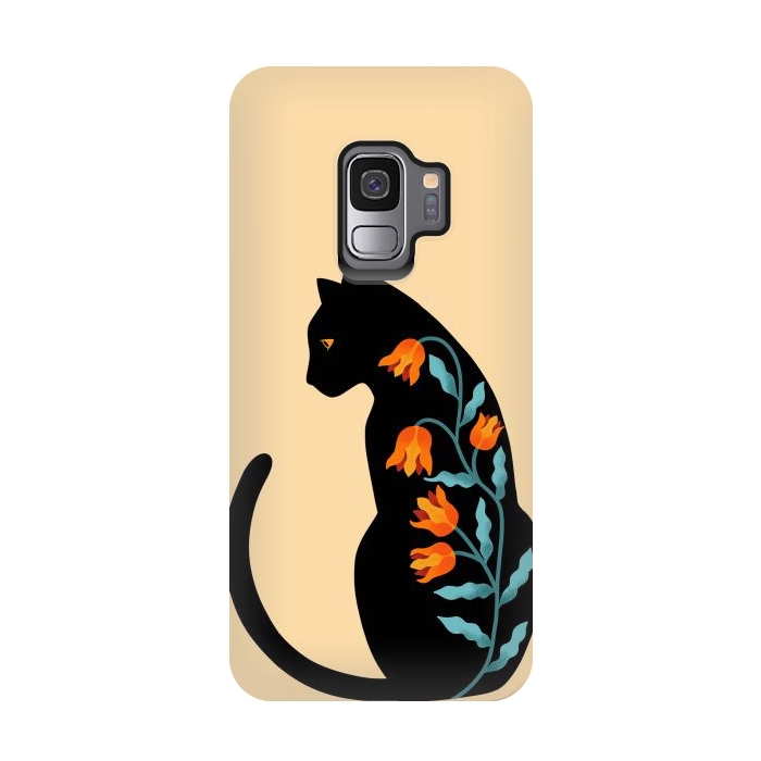 Galaxy S9 StrongFit Cat Floral by Coffee Man