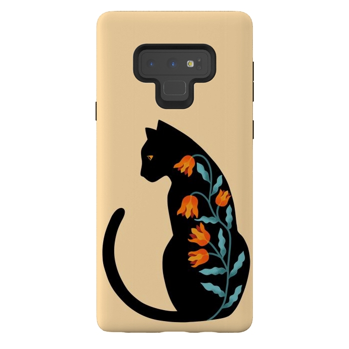 Galaxy Note 9 StrongFit Cat Floral by Coffee Man