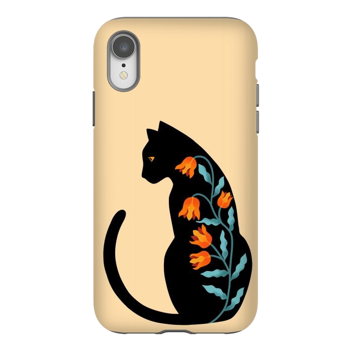 iPhone Xr StrongFit Cat Floral by Coffee Man