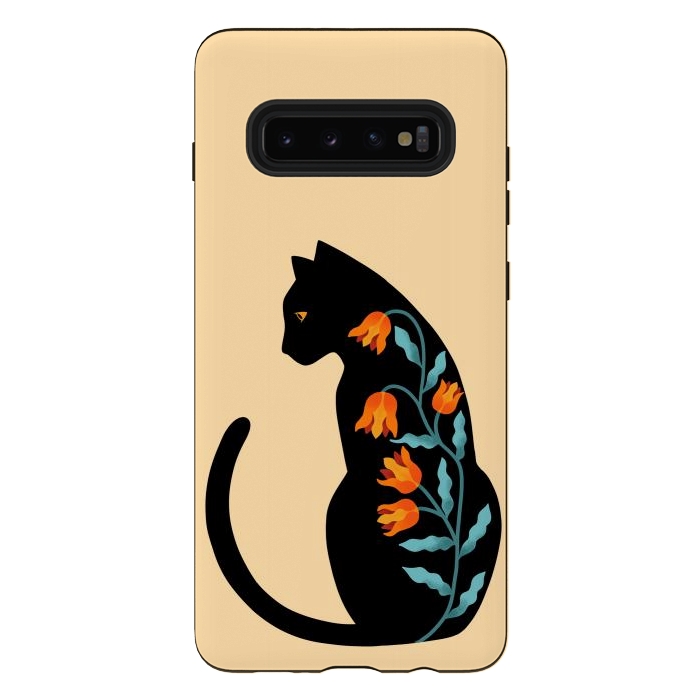Galaxy S10 plus StrongFit Cat Floral by Coffee Man