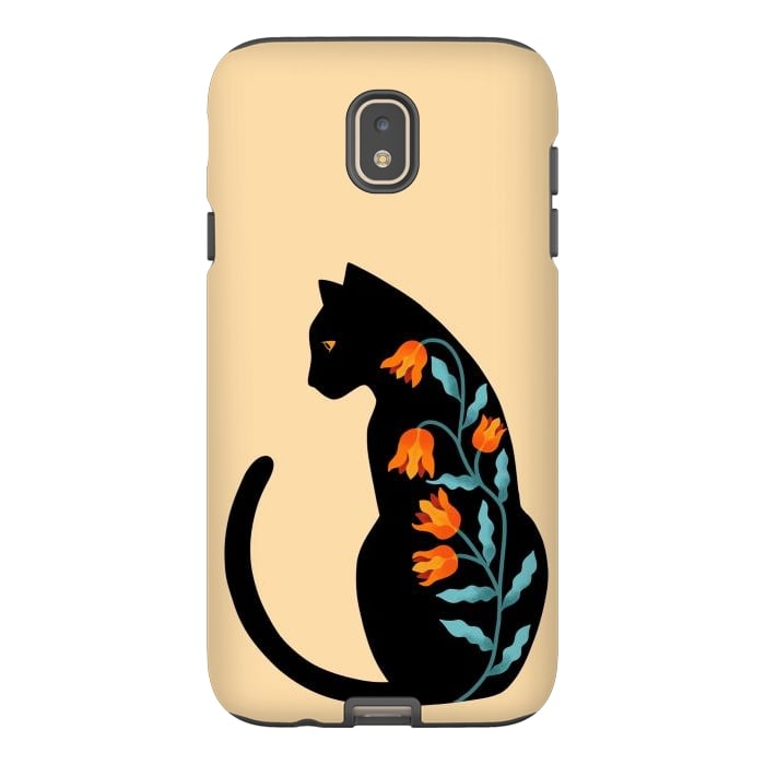 Galaxy J7 StrongFit Cat Floral by Coffee Man