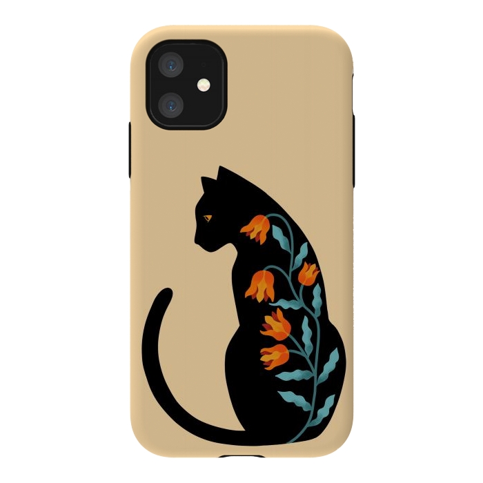 iPhone 11 StrongFit Cat Floral by Coffee Man