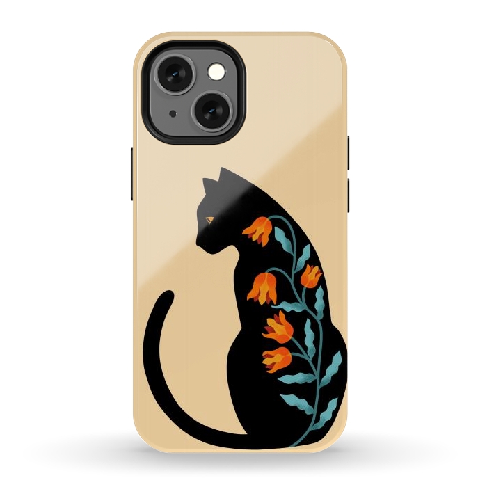 iPhone 12 mini StrongFit Cat Floral by Coffee Man