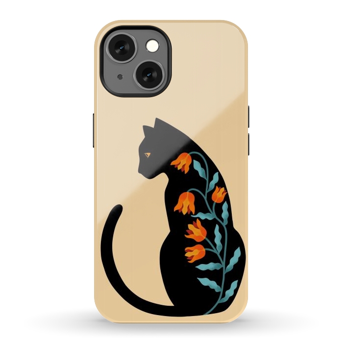iPhone 13 StrongFit Cat Floral by Coffee Man