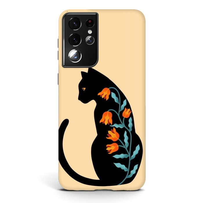 Galaxy S21 ultra StrongFit Cat Floral by Coffee Man