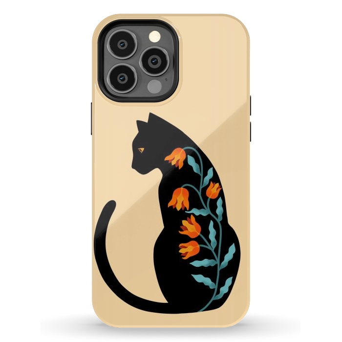 iPhone 13 Pro Max StrongFit Cat Floral by Coffee Man