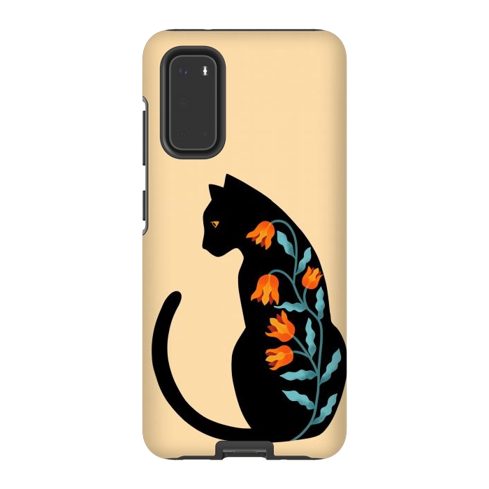 Galaxy S20 StrongFit Cat Floral by Coffee Man